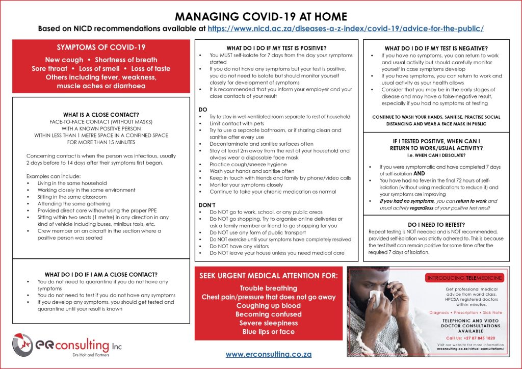 Managing Covid at Home_new SA regulations